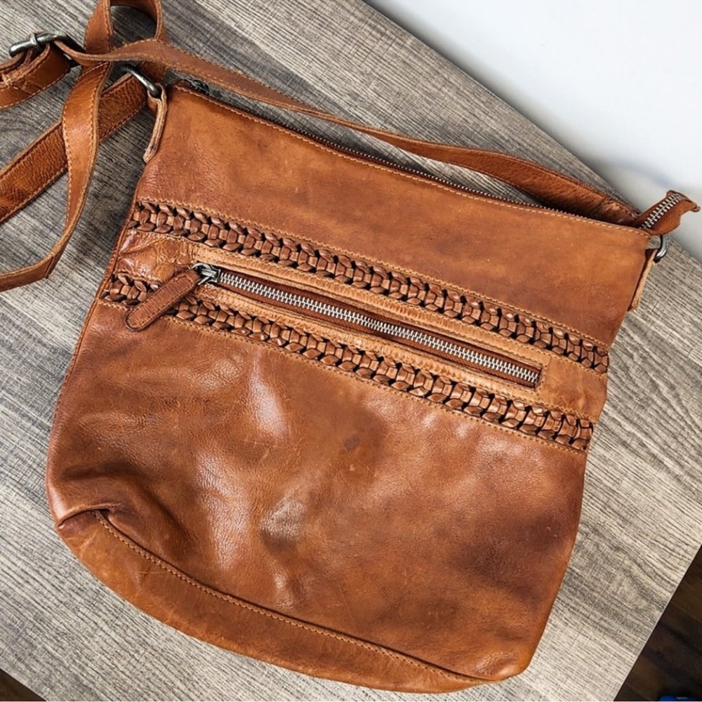 Vilenca Holland Leather Woven Shoulder Bag Adjustable Strap Tote - Picture 4 of 7